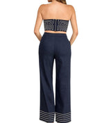 Rope Detail Denim Tube Top with Pants Set