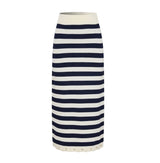 Knit Stripe Rope Embellished Midi Skirt and Top Set