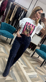 Gold stud jean