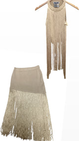 Sand Fringe Top and Skirt Set