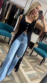 Black Crochet Vest