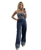 Rope Detail Denim Tube Top with Pants Set