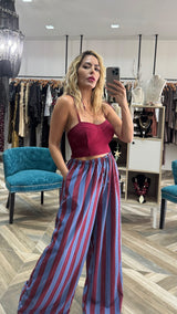 Stripes Blue and Burgundy Pants