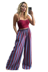 Stripes Blue and Burgundy Pants