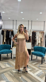 Sand Fringe Top and Skirt Set