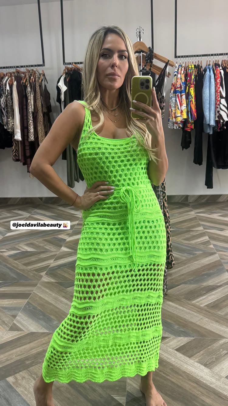 Neon Green Crochet Dress