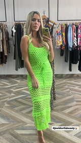 Neon Green Crochet Dress