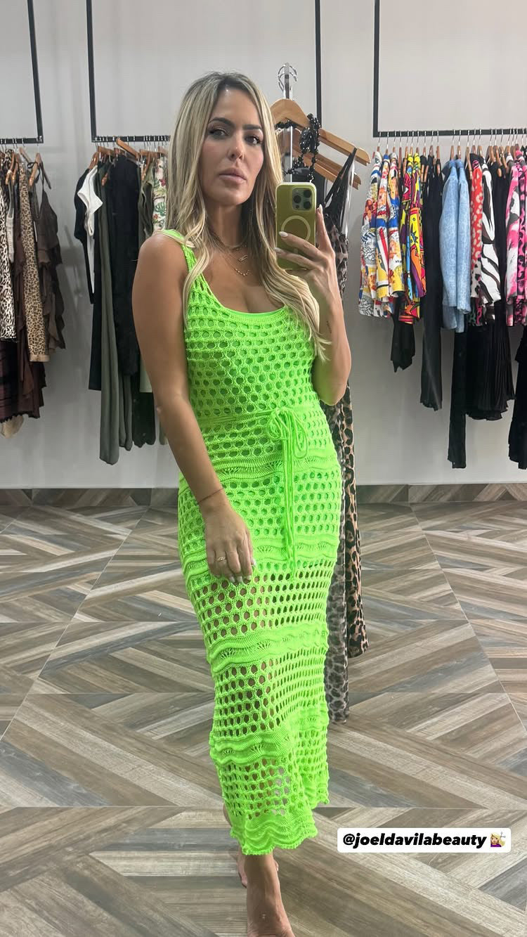 Neon Green Crochet Dress