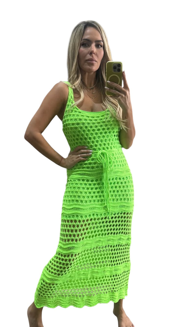 Neon Green Crochet Dress