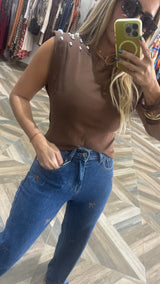Brown Studs Top