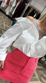 High Waisted Culottes Stripe Skort With Pocket