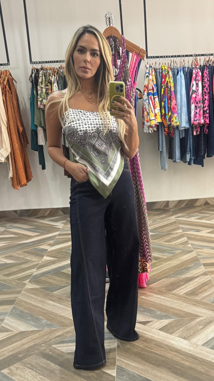 Paisley Olive Top
