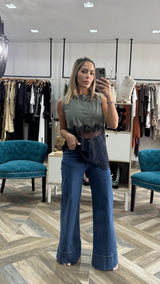 Olive Lace Top