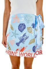 Pre Order-Coastal Print Wrap Skirt