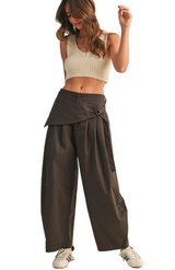 PreOrder-Sarong Detail Barrel Leg Trouser Pants