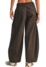 PreOrder-Sarong Detail Barrel Leg Trouser Pants
