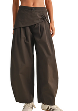 PreOrder-Sarong Detail Barrel Leg Trouser Pants