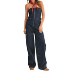 Strapless Stud Detailed Denim Jumpsuit