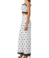Polka Dot Lace Trim Crop Top and Pants Set