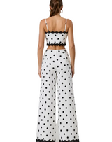 Polka Dot Lace Trim Crop Top and Pants Set