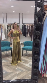 Metallic Gold Maxi Dress