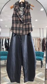 Black Pleather Barrel Pants