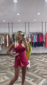 Sleeveless Wrap Tie Front Romper Dress PREORDER