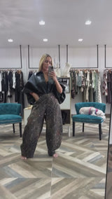 Olive Print Barrel Pants