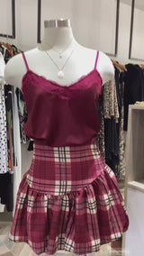 Red Plaid Mini Skirt