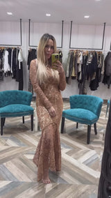 Floral Lace Mock Neck Midi Dress