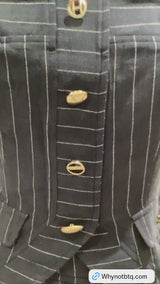 Linen Pin Stripe Buttoned Strapless Vest With Wide