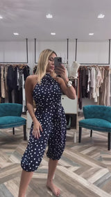 Navy /White Dots Top