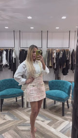 Tweed Mini Dress And Button Down Shirt Set