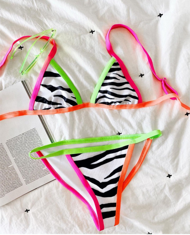 Neon Zebra Bikini